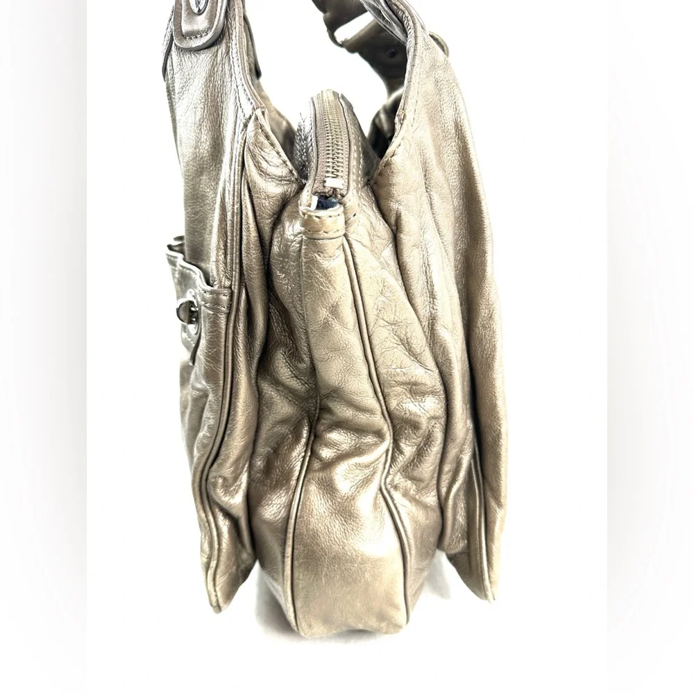 Marc by Marc Jacobs Gold Leather Large Shoulder Bag Turn Locks 3 Sections - Picture 4 of 14